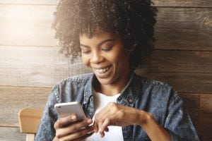 elearning creation being viewed by girl on mobile phone