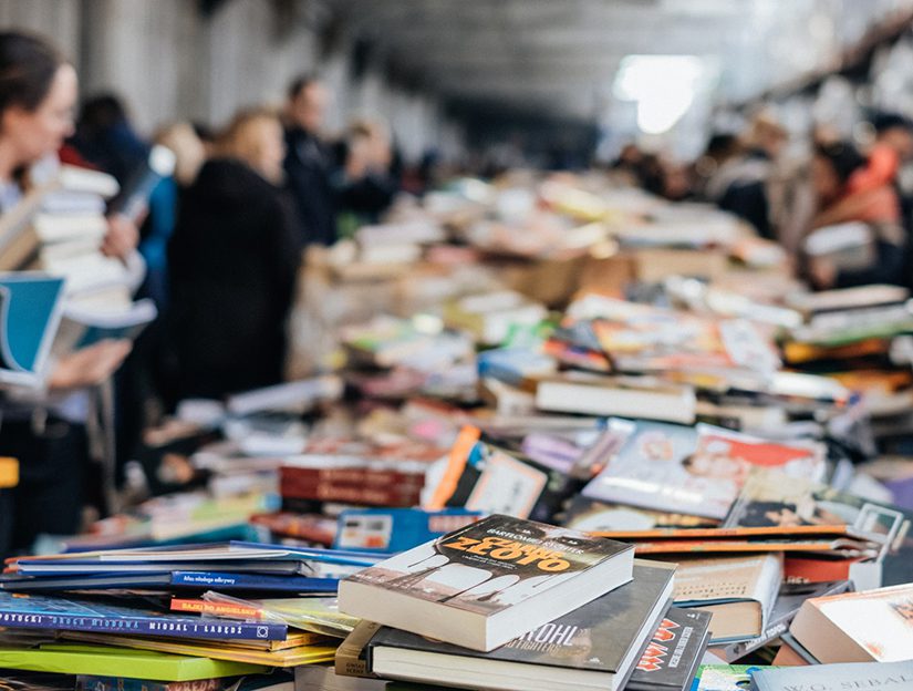 book sales piles of books